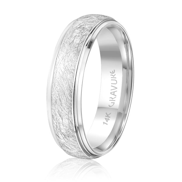 Men's 10K Gold Rugged Texture Groove Band - Gold Bands with Designs - Design Jewellers Edmonton