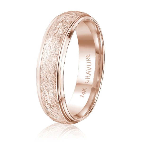 Men's 10K Gold Rugged Texture Groove Band - Gold Bands with Designs - Design Jewellers Edmonton
