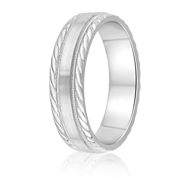 Men's 10K Gold Satin Finish Braided & Milgrain Band - Gold Bands with Designs - Design Jewellers Edmonton