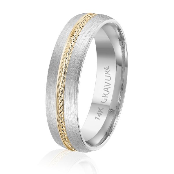 Men's 10K Gold Satin Finish Central Braided Band - Gold Bands with Designs - Design Jewellers Edmonton