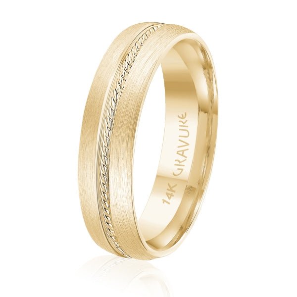 Men's 10K Gold Satin Finish Central Braided Band - Gold Bands with Designs - Design Jewellers Edmonton