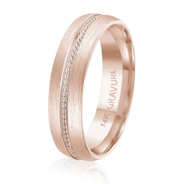 Men's 10K Gold Satin Finish Central Braided Band - Gold Bands with Designs - Design Jewellers Edmonton
