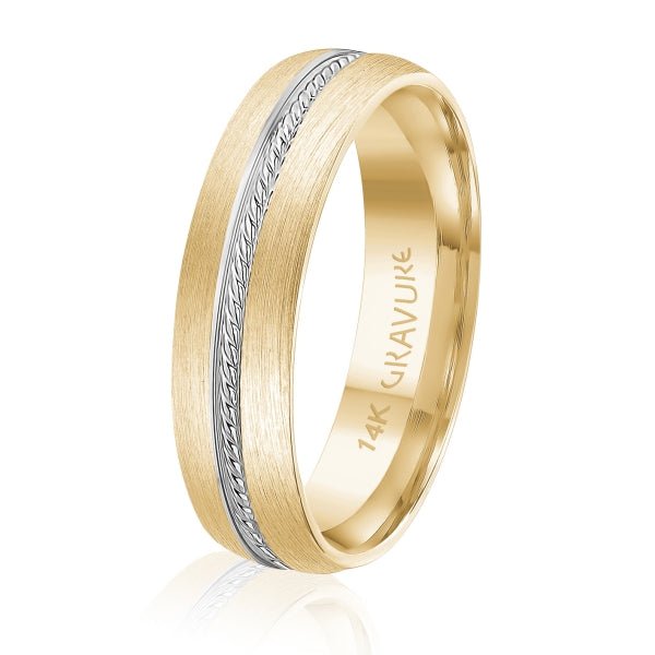 Men's 10K Gold Satin Finish Central Braided Band - Gold Bands with Designs - Design Jewellers Edmonton