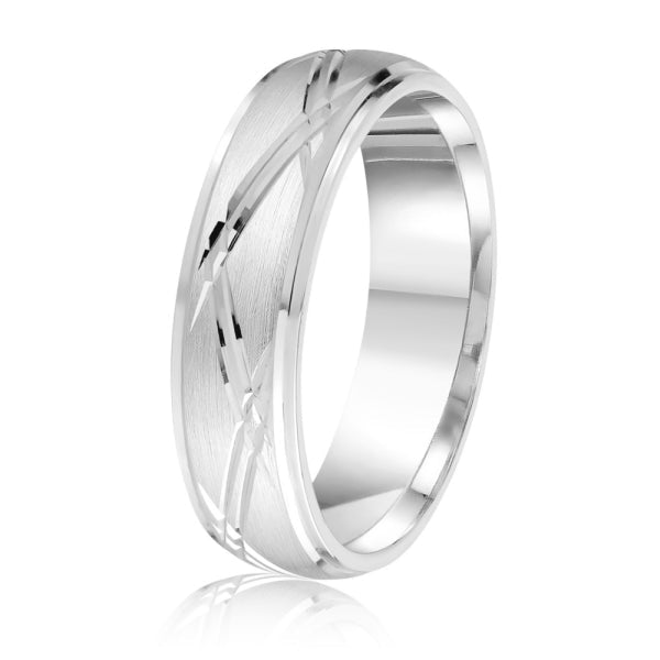 Men's 10K Gold Satin Finish Criss - Cross Pattern Band - Gold Bands with Designs - Design Jewellers Edmonton