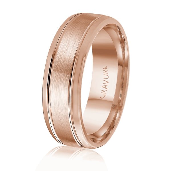Men's 10K Gold Satin Finish Double Groove Band - Gold Bands with Designs - Design Jewellers Edmonton
