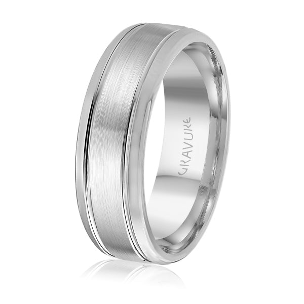Men's 10K Gold Satin Finish Double Groove Band - Gold Bands with Designs - Design Jewellers Edmonton