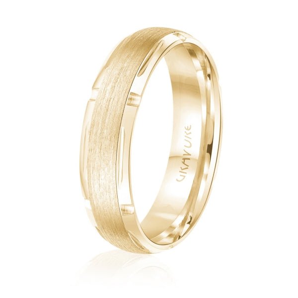 Men's 10K Gold Satin Finish Geometric Cut - Out Band - Gold Bands with Designs - Design Jewellers Edmonton