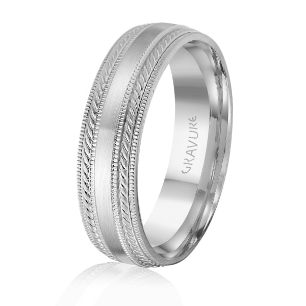 Men's 10K Gold Satin Finish & Twisted Edge Band - Gold Bands with Designs - Design Jewellers Edmonton