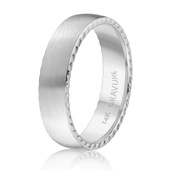 Men's 10K Gold Satin Finish Twisted Edge Band - Gold Bands with Designs - Design Jewellers Edmonton