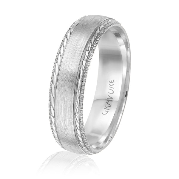 Men's 10K Gold Satin Finish & Twisted Edge Band - Gold Bands with Designs - Design Jewellers Edmonton