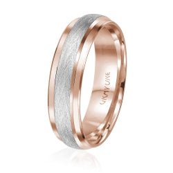Men's 10K Rose Gold Satin Finish Center Inlay Band - Gold Bands with Designs - Design Jewellers Edmonton