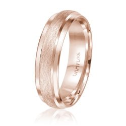 Men's 10K Rose Gold Satin Finish Center Inlay Band - Gold Bands with Designs - Design Jewellers Edmonton