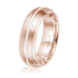 Men's 10K Rose Gold Satin Finish Double Groove Inlay Band