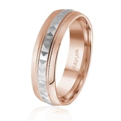 Men's 10K Rose Gold Tri - Cut Geometric Pattern Band - Gold Bands with Designs - Design Jewellers Edmonton