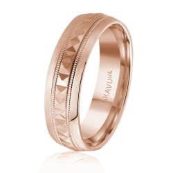 Men's 10K Rose Gold Tri - Cut Geometric Pattern Band - Gold Bands with Designs - Design Jewellers Edmonton