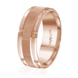 Men's 10K Rose Gold Wedding Band - Gold Bands with Designs - Design Jewellers Edmonton
