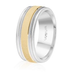 Men's 10K White Gold Customizable Inlay Band - Gold Bands with Designs - Design Jewellers Edmonton