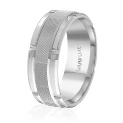Men's 10K White Gold Customizable Inlay Band - Gold Bands with Designs - Design Jewellers Edmonton