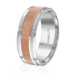 Men's 10K White Gold Customizable Inlay Band - Gold Bands with Designs - Design Jewellers Edmonton