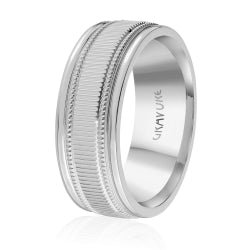 Men's 10K White Gold Customizable Inlay Band - Gold Bands with Designs - Design Jewellers Edmonton