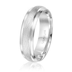 Men's 10K White Gold Satin Finish Center Inlay Band - Gold Bands with Designs - Design Jewellers Edmonton
