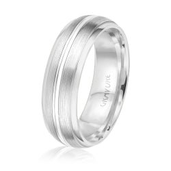 Men's 10K White Gold Satin Finish Double Groove Inlay Band - Gold Bands with Designs - Design Jewellers Edmonton