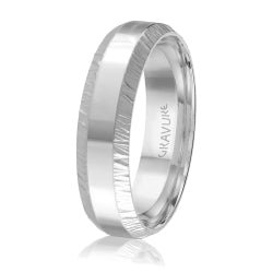 Men's 10K White Gold Scratch Design Ring with Multiple Polished Inlay Options - Gold Bands with Designs - Design Jewellers Edmonton
