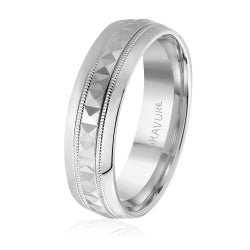 Men's 10K White Gold Tri - Cut Geometric Band - Gold Bands with Designs - Design Jewellers Edmonton