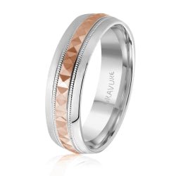 Men's 10K White Gold Tri - Cut Geometric Band - Gold Bands with Designs - Design Jewellers Edmonton