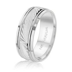 Men's 14K Gold Textured Inlay Band - Gold Bands with Designs - Design Jewellers Edmonton