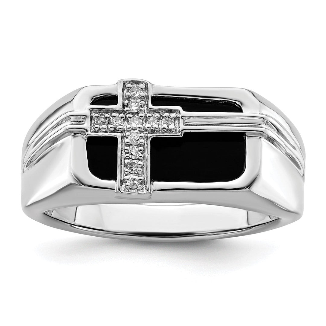 Men's Diamond and Onyx Cross Ring