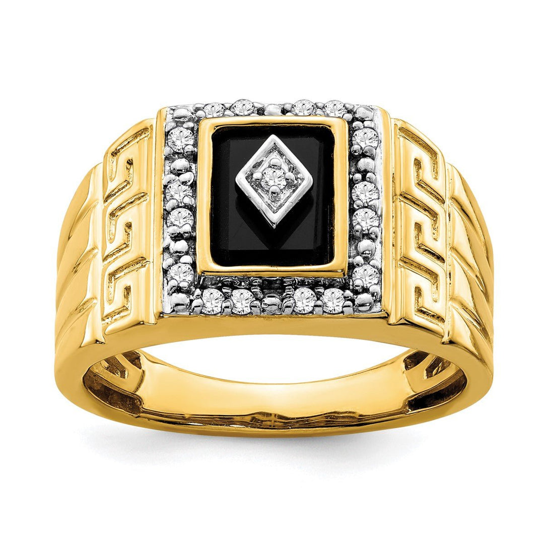 Men's Diamond and Onyx Greek Key Ring - Ring - Design Jewellers Edmonton