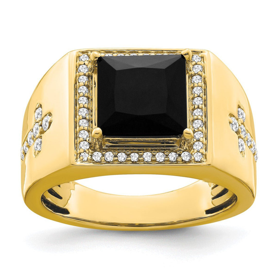 Men's Diamond and Onyx Side Cross Ring - Ring - Design Jewellers Edmonton