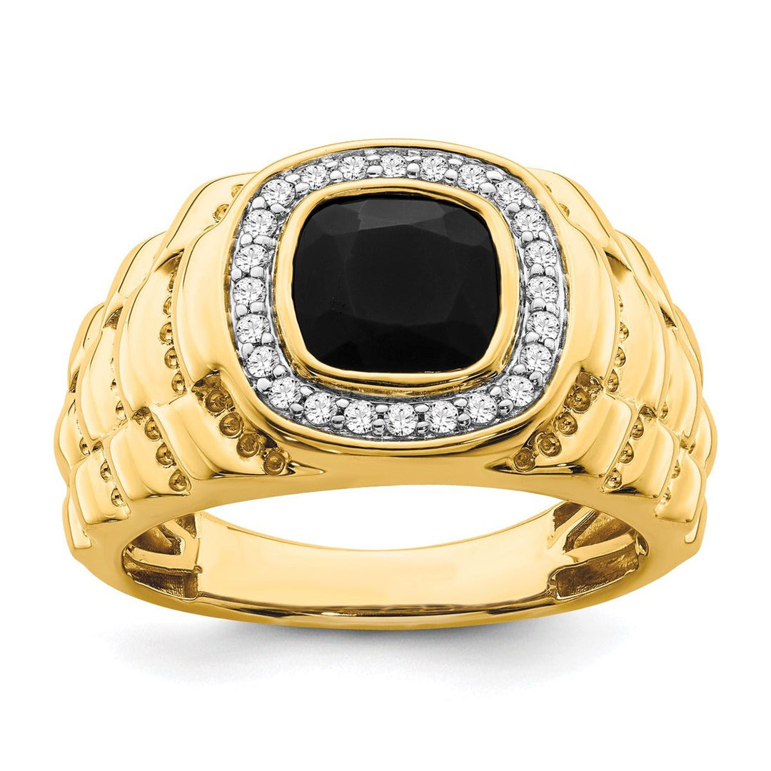 Men's Diamond and Onyx Textured Ring