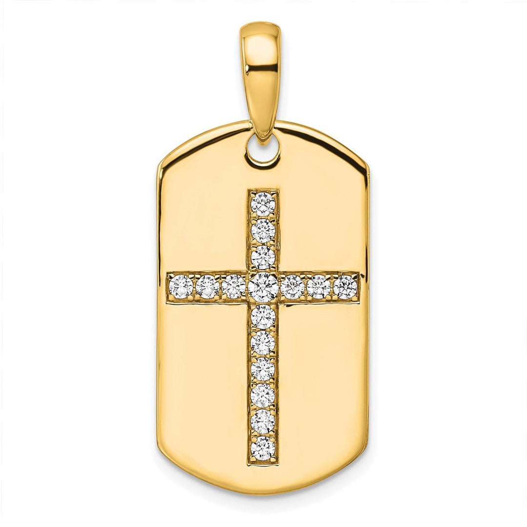 Men's Diamond Cross Dog Tag Pendant - Pendant - Design Jewellers Edmonton