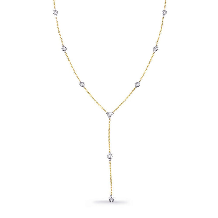 MODERN DROP DESIGN GOLD AND DIAMOND NECKLACE - Design Jewellers Edmonton