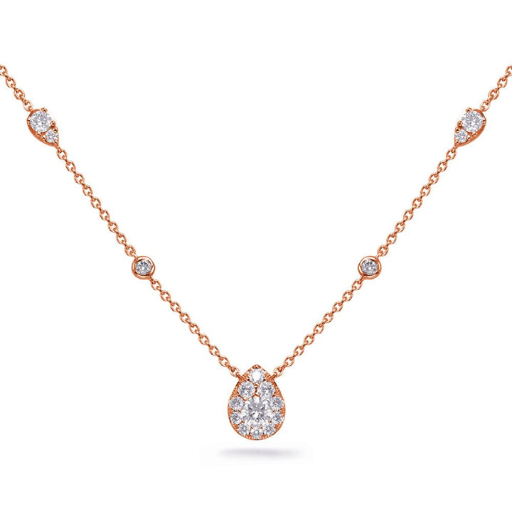 MODERN GOLD AND DIAMOND BEZEL SET AND PEAR SHAPE HALO CLUSTER NECKLACE - Design Jewellers Edmonton