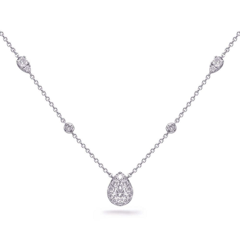 MODERN GOLD AND DIAMOND BEZEL SET AND PEAR SHAPE HALO CLUSTER NECKLACE - Design Jewellers Edmonton