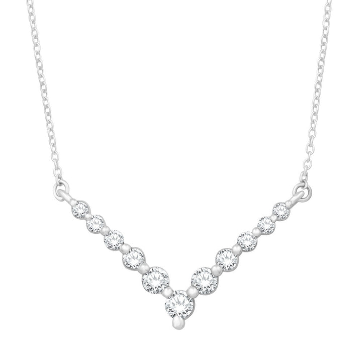 MODERN GOLD AND DIAMOND V SHAPE NECKLACE - Design Jewellers Edmonton