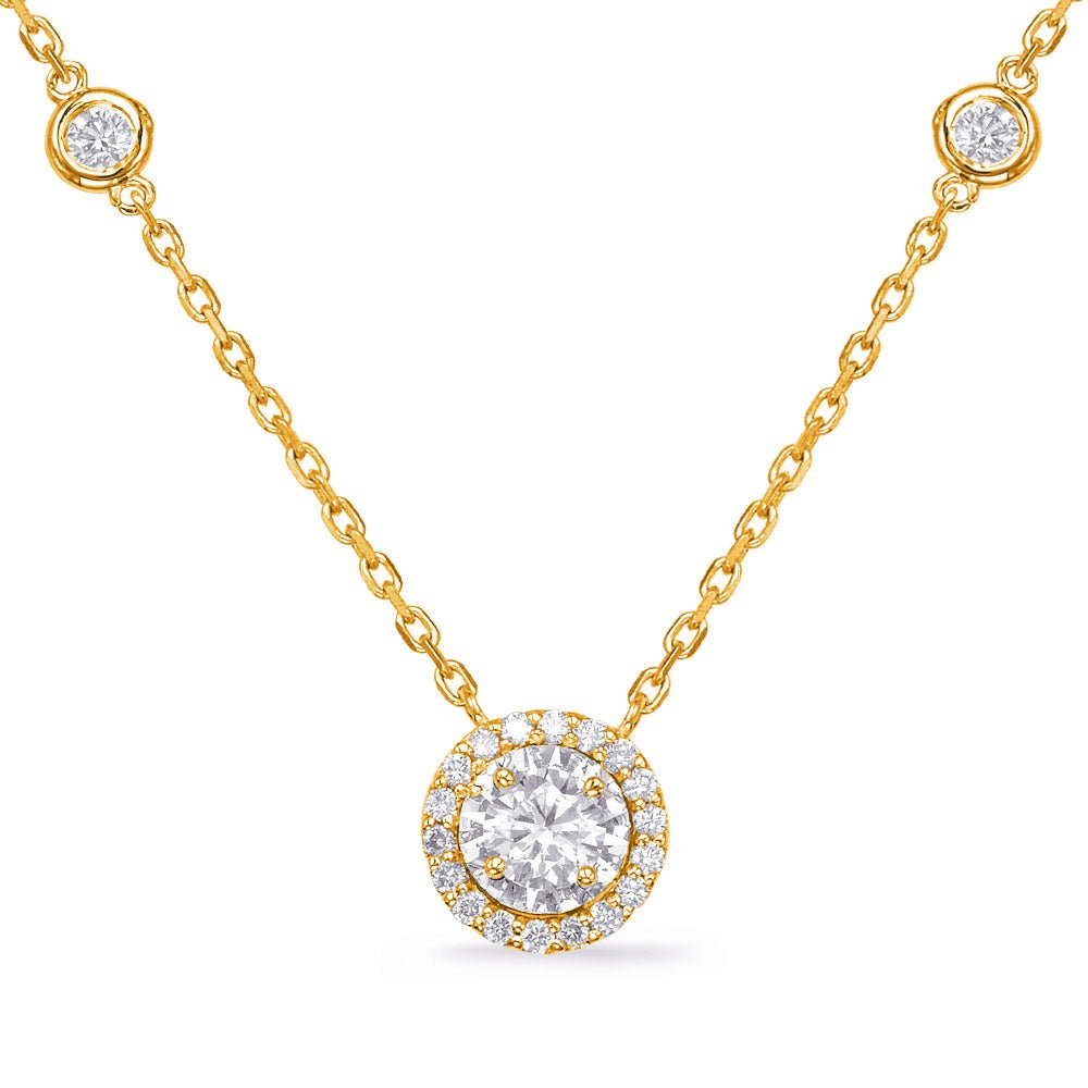 MODERN GOLD HALO DIAMOND NECKLACE
