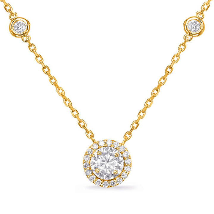 MODERN GOLD HALO DIAMOND NECKLACE - Design Jewellers Edmonton