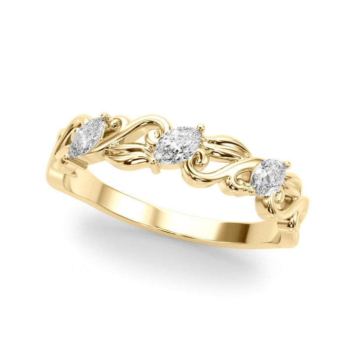 Nature Inspired Marquise Shape Wedding Band - Wedding Band - Design Jewellers Edmonton