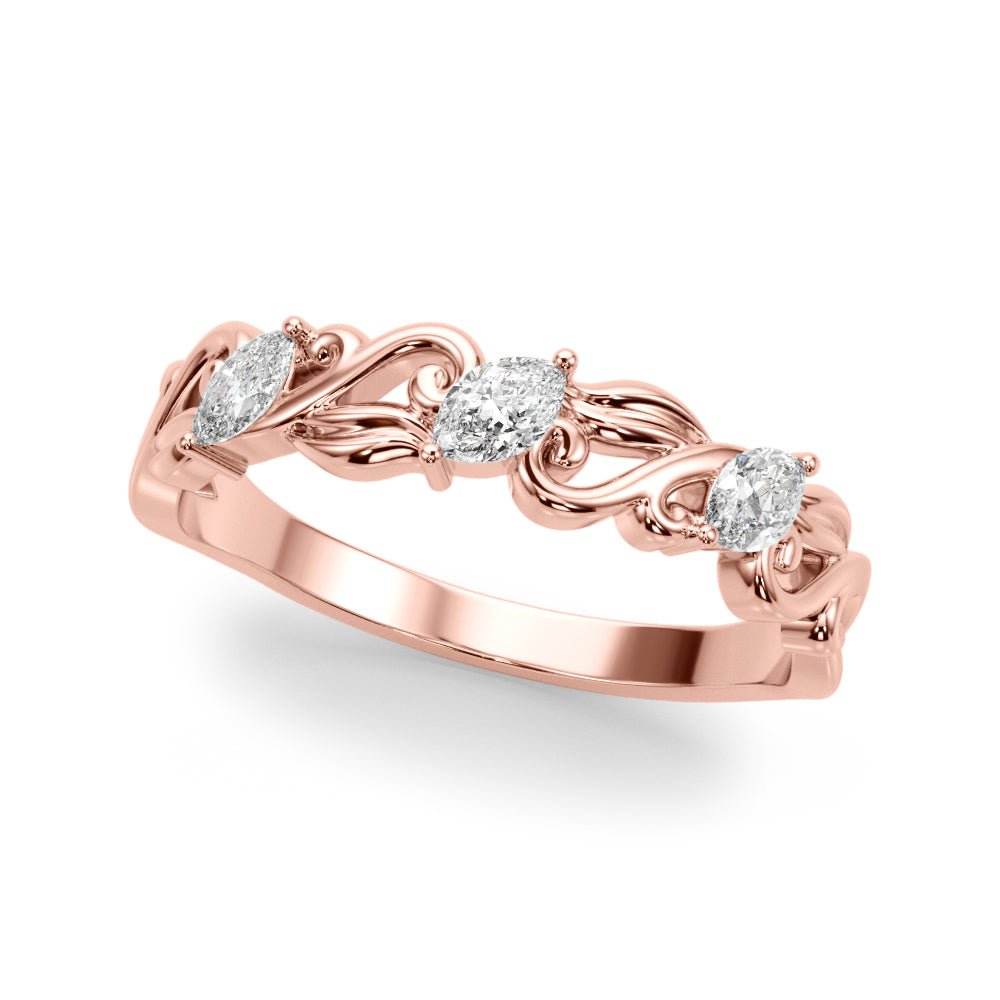 Nature Inspired Marquise Shape Wedding Band - Wedding Band - Design Jewellers Edmonton
