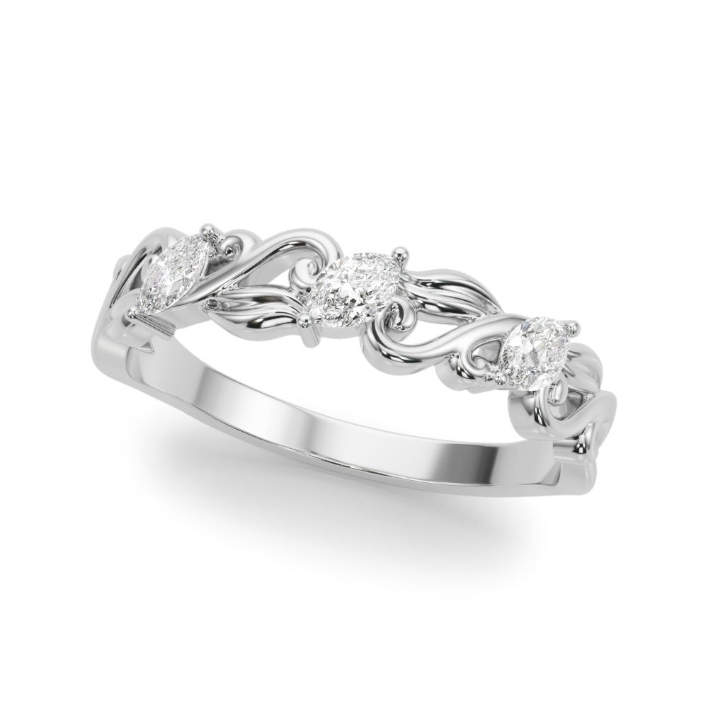 Nature Inspired Marquise Shape Wedding Band