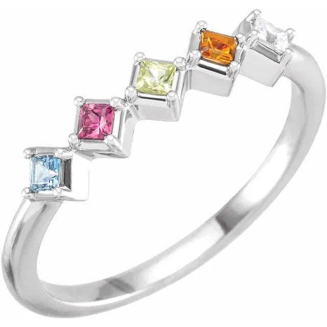Princess Cut Multi-Stone Zig-Zag Band