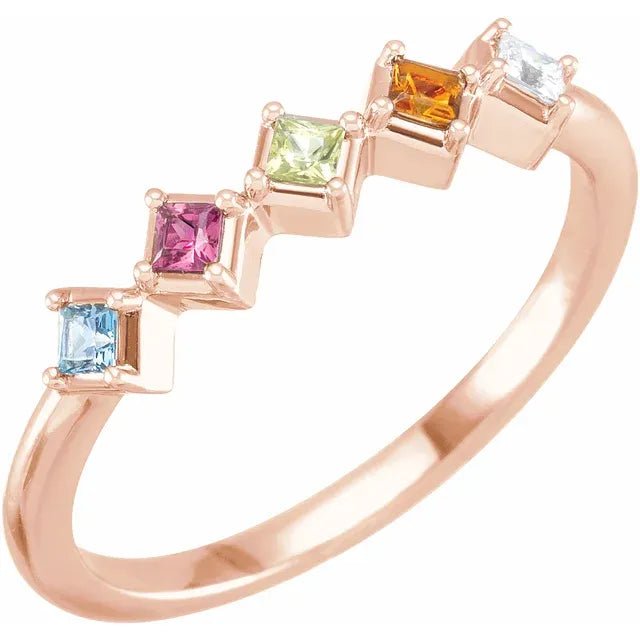 Princess Cut Multi - Stone Zig - Zag Band - Gemstone Ring - Design Jewellers Edmonton