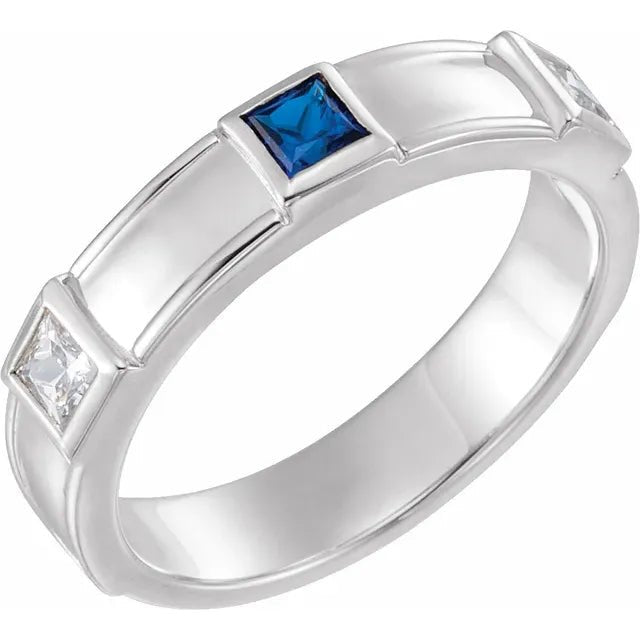 Princess Cut Three Stone Men's Band