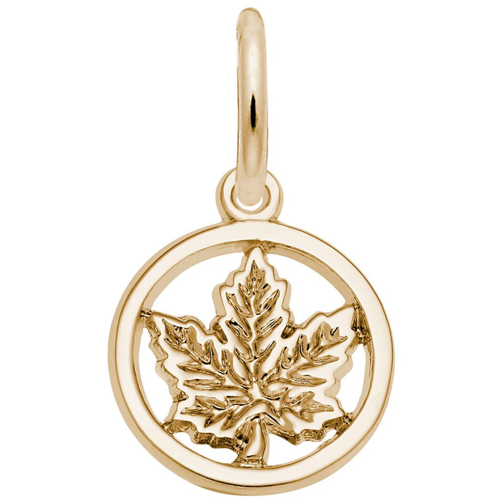 Ringed Maple Leaf Charm - Charms - Design Jewellers Edmonton