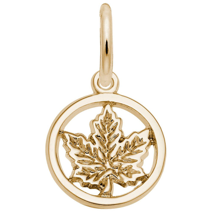 Ringed Maple Leaf Charm - Charms - Design Jewellers Edmonton