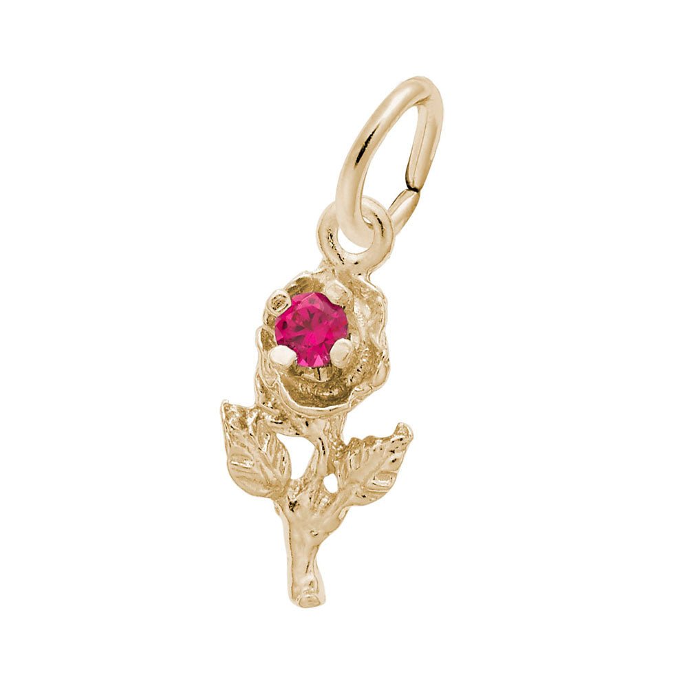 Rose with Stone Accent Charm - Charms - Design Jewellers Edmonton